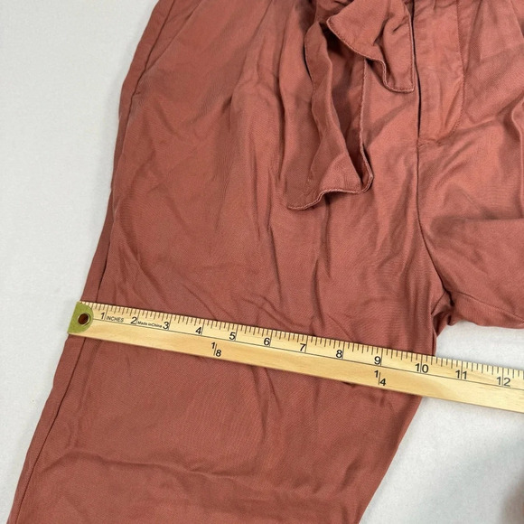 Cartonnier Anthropologie Roll Cuff Crop Trousers Womens Sz 2 High Rise Tie Waist - Picture 11 of 14